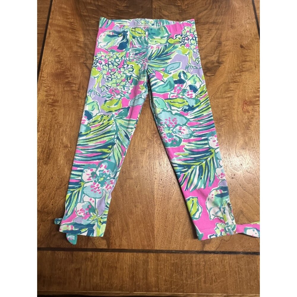 Lilly Pulitzer Maia Leggings Girls L (8/10 Coastal Pink Colorful Athletic School